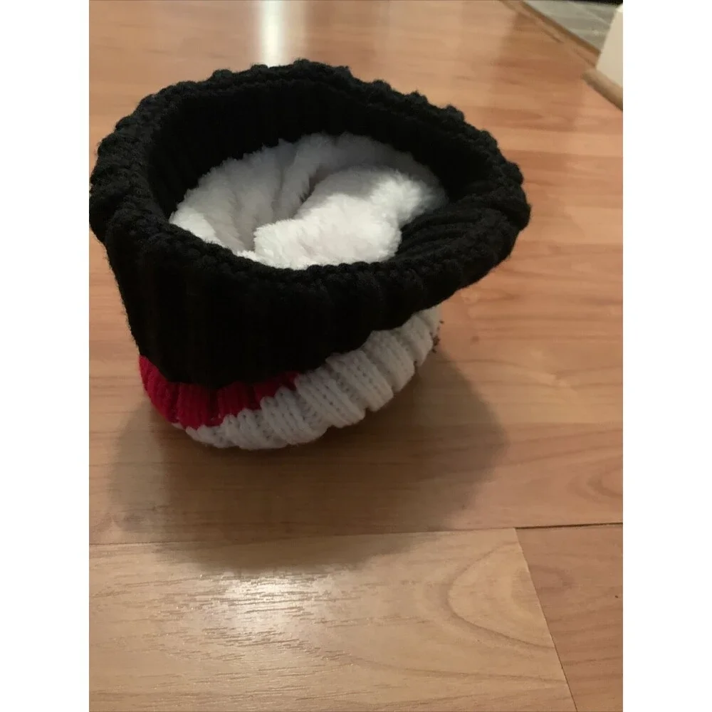 Unbranded Adult Striped Faux Fur Lined Pom Toboggan Hat